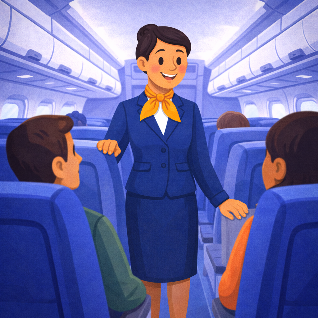 Flight attendant standing during taxi/takeoff/landing