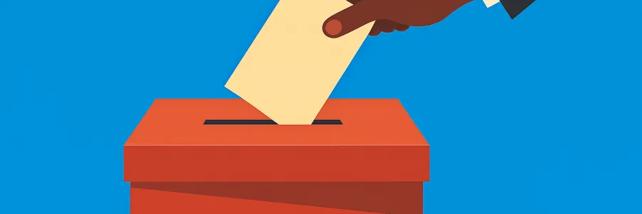 A person placing a ballot into a ballot box